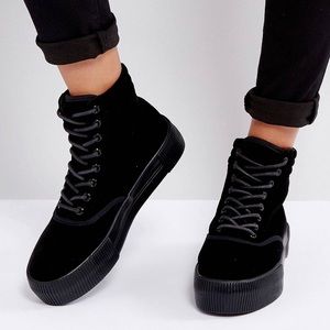 Black Velvet Flatform Creeper Style ASOS Shoes